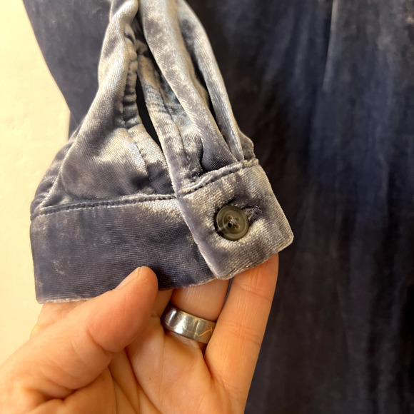 ANTHROPOLOGIE Melody Velvet Tunic Dress Slate Blue Gray Long Sleeve Womens Small - Picture 6 of 10